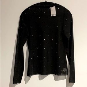 H & M Black sheer top with crystals